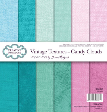 Creative Expressions Jamie Rodgers Vintage Textures : Candy Clouds 8 x 8 Paper Pad
