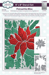 Creative Expressions 3D Embossing Folder Companion Colouring Stencil - Poinsettia Bliss