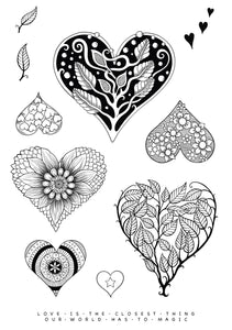 Katkin Krafts A5 Clear Stamp Set - Floral Hearts