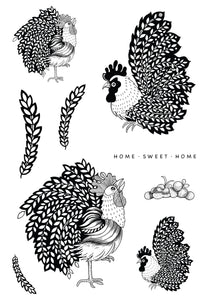 Katkin Krafts A5 Clear Stamp Set - The Roosters
