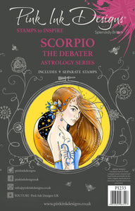 Pink Ink Designs A5 Clear Stamp Set - Astrology Series : Scorpio The Debater