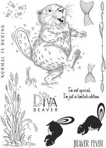 Pink Ink Designs A5 Clear Stamp Set - Fauna Series : Beaver Fever