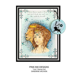 Pink Ink Designs A5 Clear Stamp Set - Astrology Series : Leo The Bold One