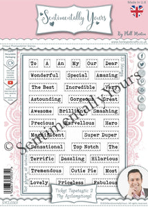 Phill Martin Sentimentally Yours A5 Clear Stamp Set - Ticket Tapetastic 2 : The Acclamational