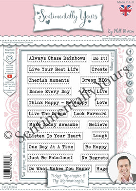 Phill Martin Sentimentally Yours A5 Clear Stamp Set - Ticket Tapetastic 2 : The Motivationals