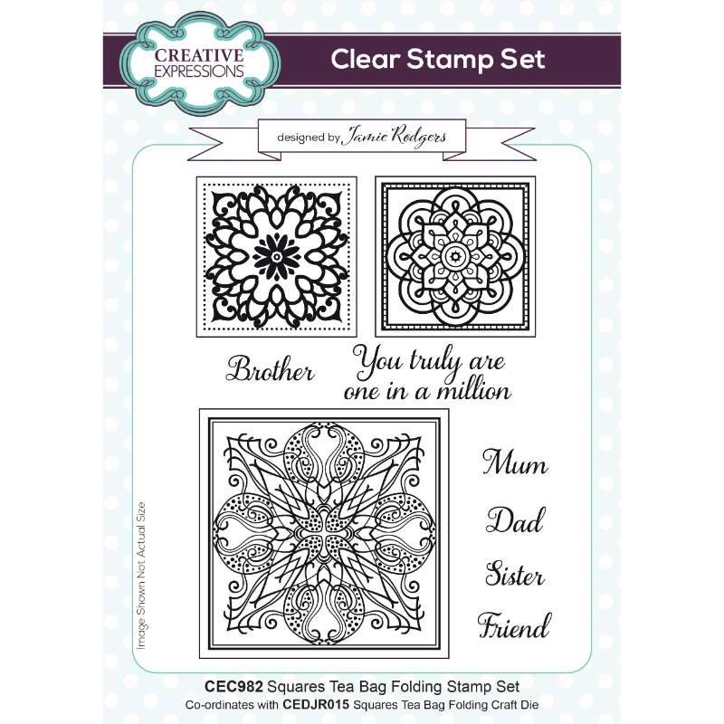 Creative Expressions Jamie Rodgers A5 Clear Stamp Set - Squares Tea bag Folding