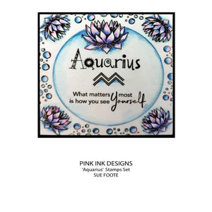 Pink Ink Designs A5 Clear Stamp Set - Astrology Series : Aquarius Independence