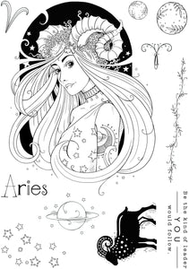 Pink Ink Designs A5 Clear Stamp Set - Astrology Series : Aries Trailblazer