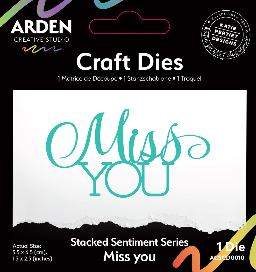 Arden Creative Studio Sentiment Series Die - Stacked Miss You