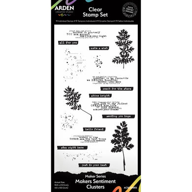 Arden Creative Studio Maker Series Maker's Sentiment Clusters 4 x 8 Clear Stamp Set