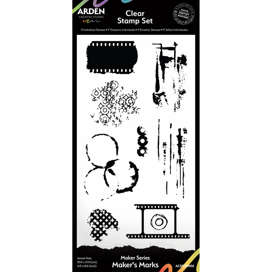 Arden Creative Studio Maker Series Maker's Marks 4 x 8 Clear Stamp Set