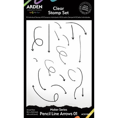 Arden Creative Studio Maker Series Pencil Line Arrows 01 4 x 8 Clear Stamp Set