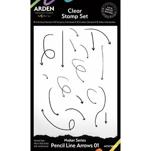 Arden Creative Studio Maker Series Pencil Line Arrows 01 4 x 8 Clear Stamp Set