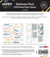 Arden Creative Field Notes Page Makers Ephemera Pack