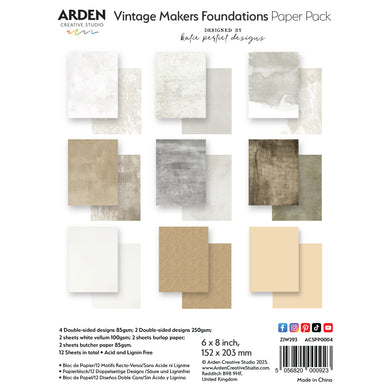 Arden Creative Studio Vintage Makers Foundations 6 x 8 Paper Pack