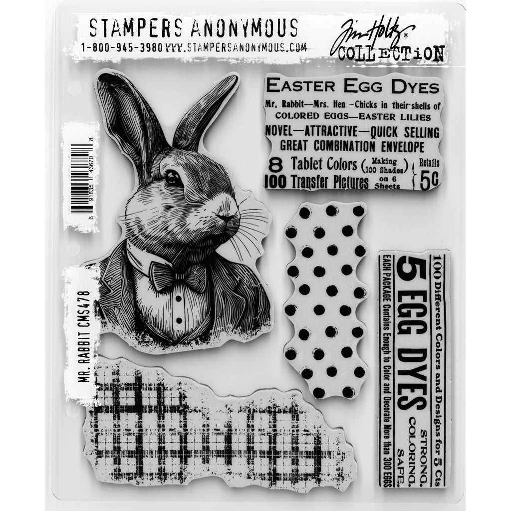 Tim Holtz Rubber Stamp Set - Mr. Rabbit