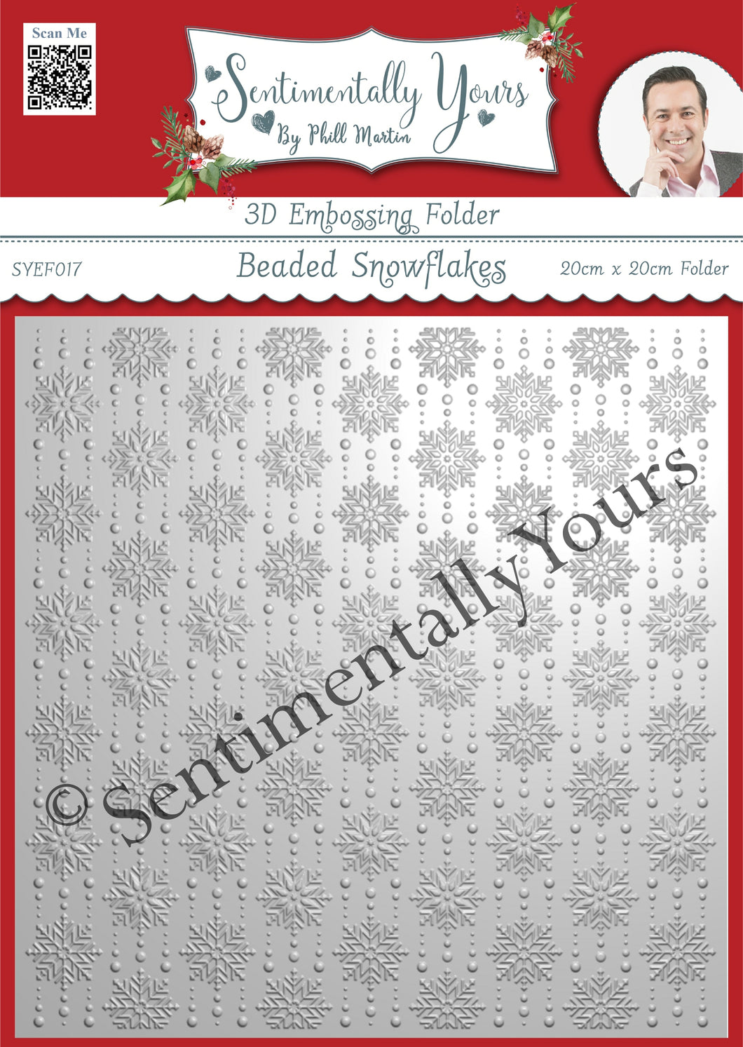 Phill Martin Sentimentally Yours 3D Embossing Folder - Beaded Snowflakes