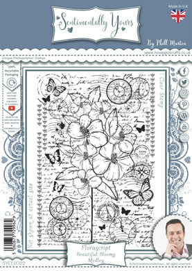 Phill Martin Sentimentally Yours A6 Clear Stamp - Florascript : Beautiful Blooms Medley