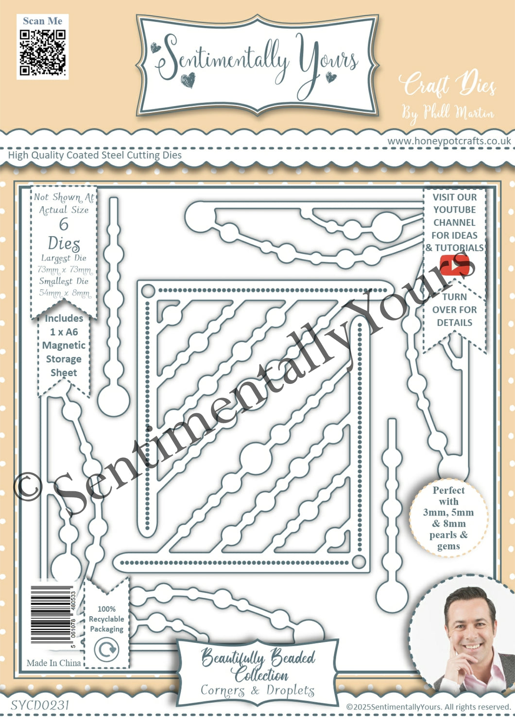 Phill Martin Sentimentally Yours Beautifully Beaded Collection - Corners & Droplets