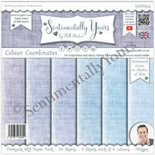 Phill Martin Sentimentally Yours Colour Coordinates 8 x 8 Paper Pack - Distressed Linen in shades of Blue
