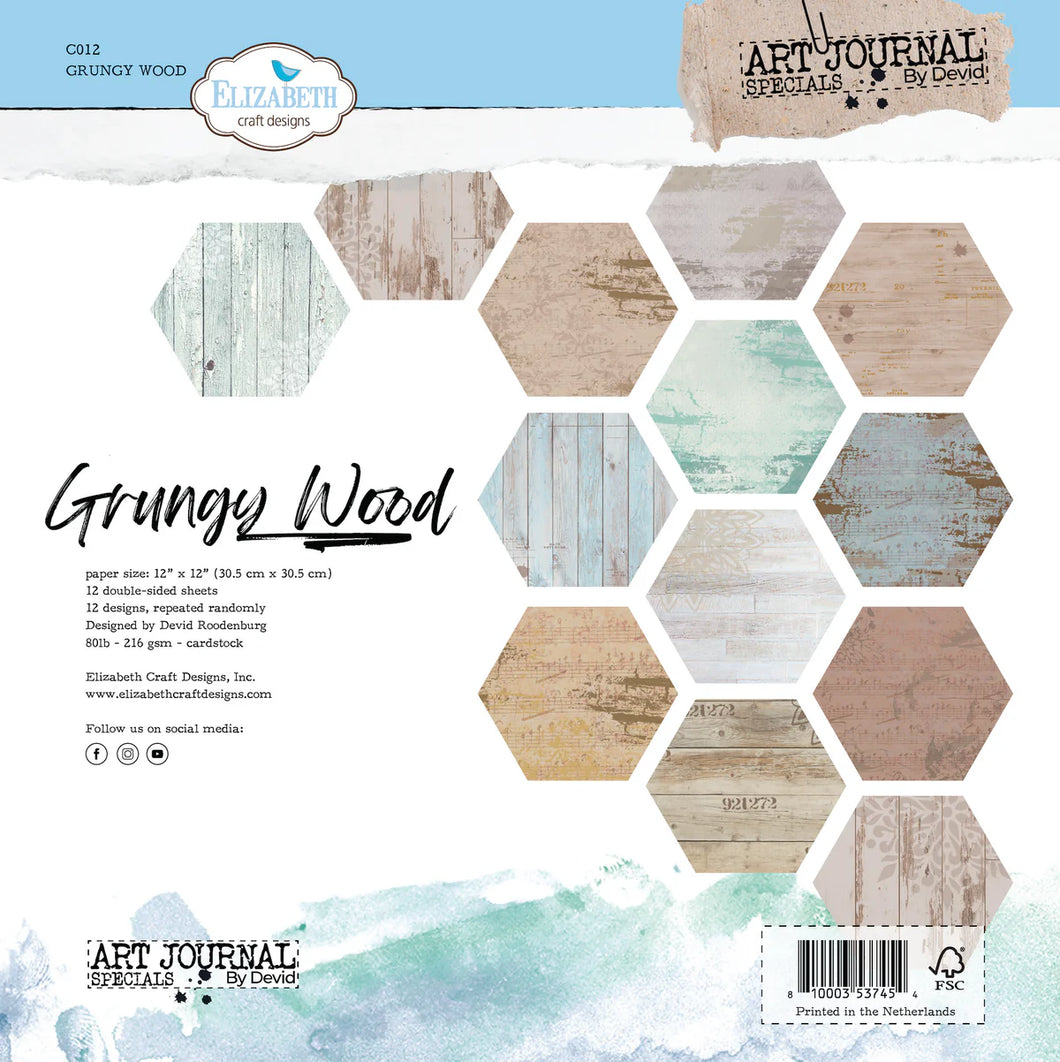 Elizabeth Craft Designs 12 x 12 Paper Pad - Grungy Wood