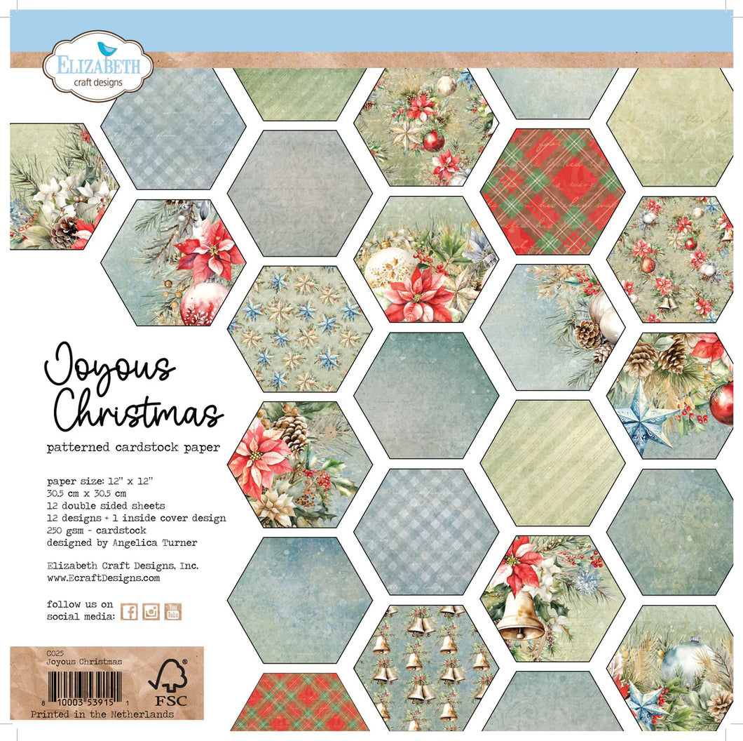 Elizabeth Craft Designs 12 x 12 Paper Pad - Joyous Christmas