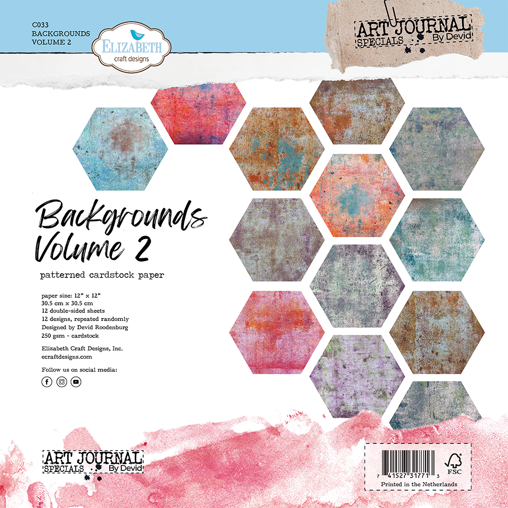 Elizabeth Craft Designs 12 x 12 Paper Pad - Backgrounds Volume 2