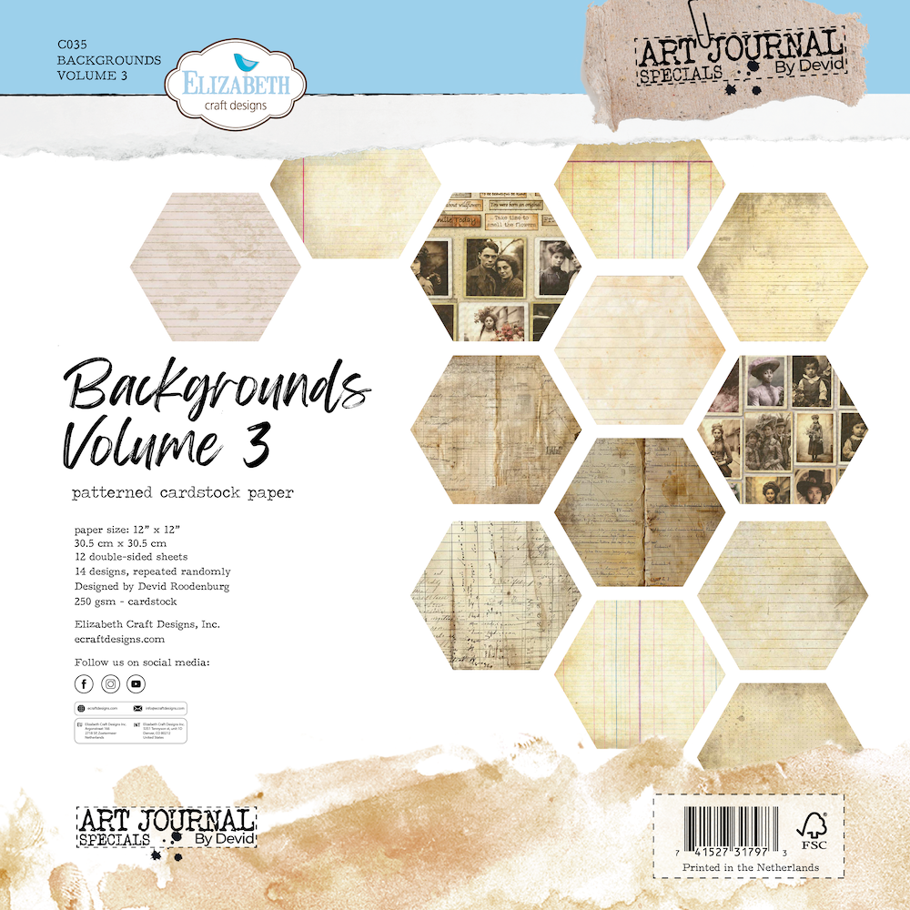 Elizabeth Craft Designs 12 x 12 Paper Pad - Backgrounds Volume 3