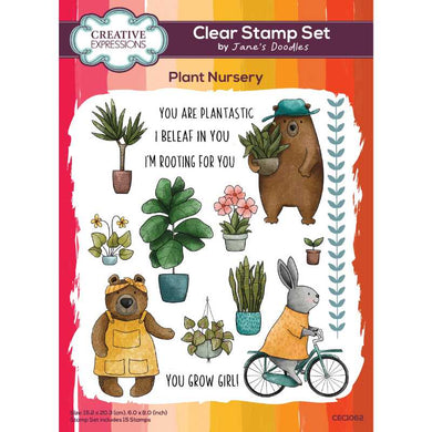Creative Expressions Jane's Doodles A5 Clear Stamp Set - Plant Nursery