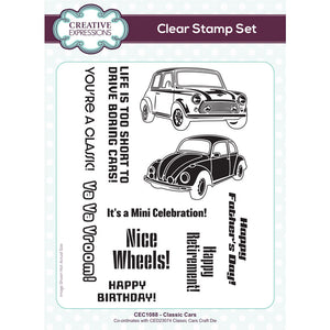 Creative Expressions Sue Wilson A5 Clear Stamp Set - Classic Cars