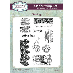 Creative Expressions Taylor Made Journals A5 Clear Stamp Set - Sewing