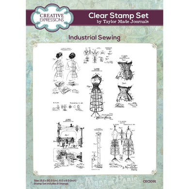 Creative Expressions Taylor Made Journals A5 Clear Stamp Set - Industrial Sewing
