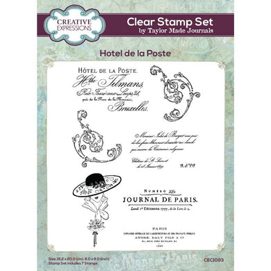 Creative Expressions Taylor Made Journals A5 Clear Stamp Set - Hotel de la Poste
