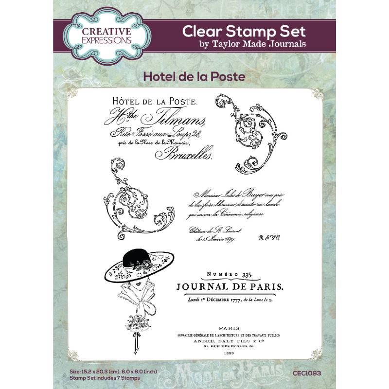 Creative Expressions Taylor Made Journals A5 Clear Stamp Set - Hotel de la Poste