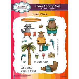 Creative Expressions Jane's Doodles A5 Clear Stamp Set - Good Vibes