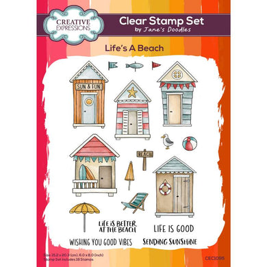 Creative Expressions Jane's Doodles A5 Clear Stamp Set - Life's A Beach