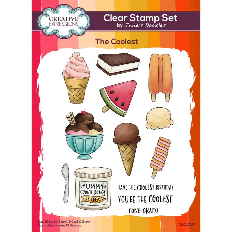 Creative Expressions Jane's Doodles A5 Clear Stamp Set - The Coolest