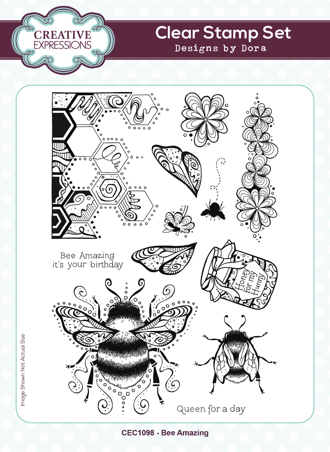 Creative Expressions Designs by Dora A5 Clear Stamp Set - Bee Amazing