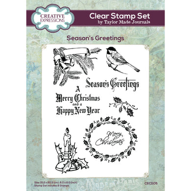 Creative Expressions Taylor Made Journals A5 Clear Stamp Set - Season's Greetings