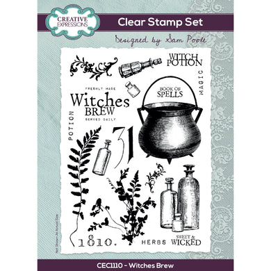 Creative Expressions Sam Poole A5 Clear Stamp Set - Witches Brew