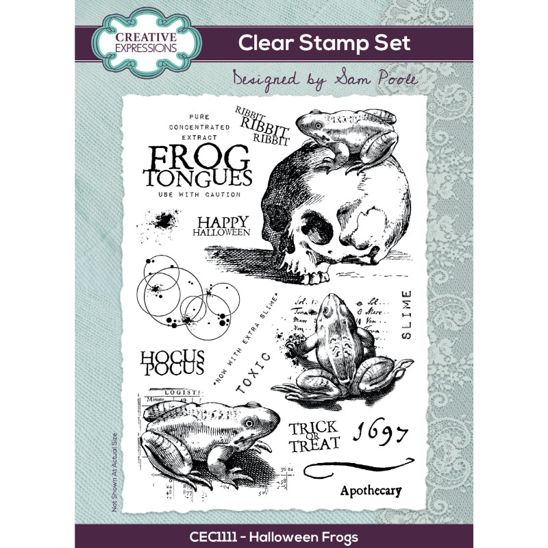 Creative Expressions Sam Poole A5 Clear Stamp Set - Halloween Frogs