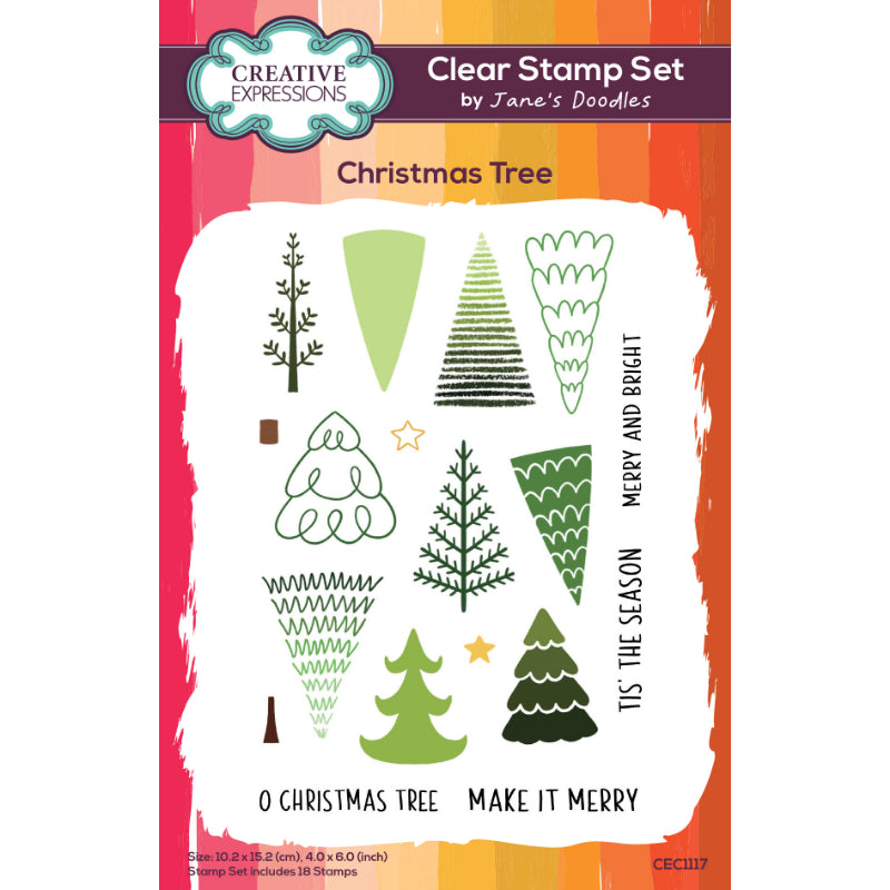 Creative Expressions Jane's Doodles A6 Clear Stamp Set - Christmas Tree