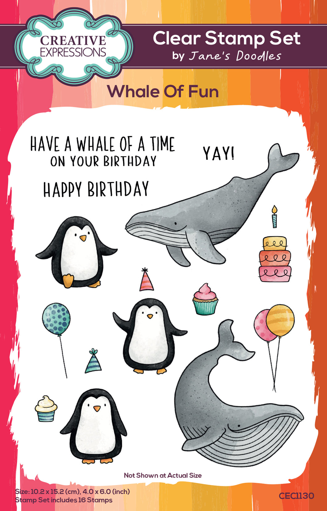 Creative Expressions Jane's Doodles A6 Clear Stamp Set - Whale Of Fun