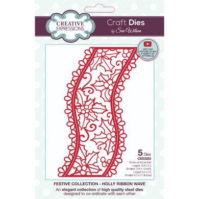 Dies by Sue Wilson Festive Collection - Holly Ribbon Wave