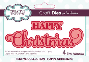 Dies by Sue Wilson Festive Collection - Happy Christmas (Shadowed)