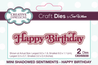 Dies by Sue Wilson Mini Shadowed Sentiments - Happy Birthday
