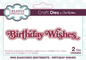 Dies by Sue Wilson Mini Shadowed Sentiments - Birthday Wishes