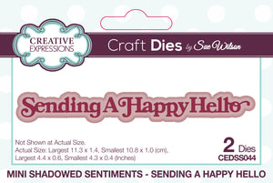 Dies by Sue Wilson Mini Shadowed Sentiments - Sending A Happy Hello