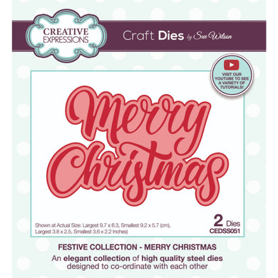 Dies by Sue Wilson Festive Collection Shadowed Sentiments - Merry Christmas