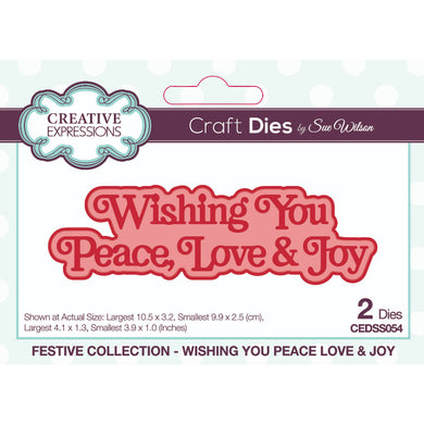 Dies by Sue Wilson Festive Collection Shadowed Sentiments - Wishing You Peace Love & Joy